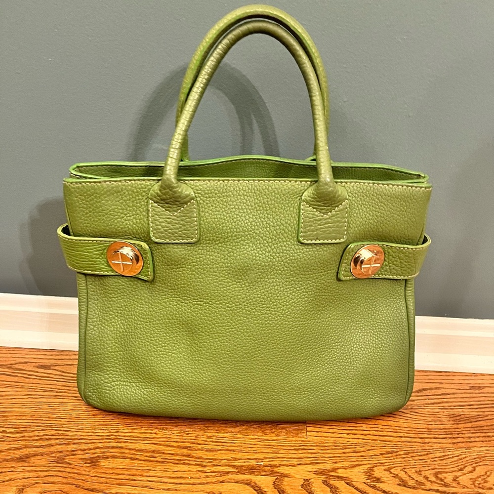BARNEYS NEW YORK Pebbled Leather Tote in Green